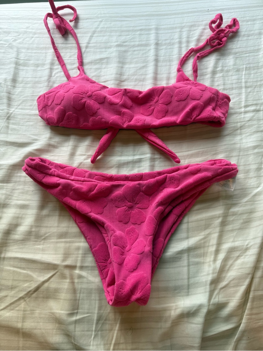 Urban Outfitters Hot Pink Floral Textured Bikini